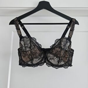 Aubade Underwire Black and Tan Sheer Lace Bra